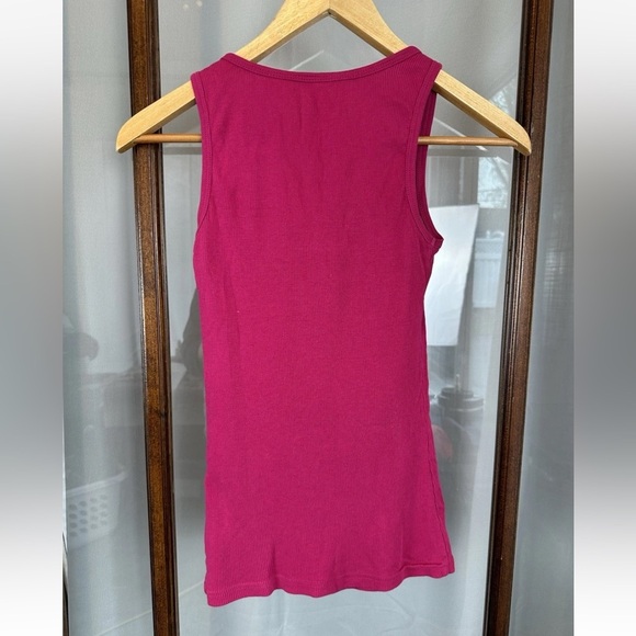 Old Navy tank top womens XS Hot Pink sequin y2k party fairy boho Beads Ribbed - Picture 3 of 6